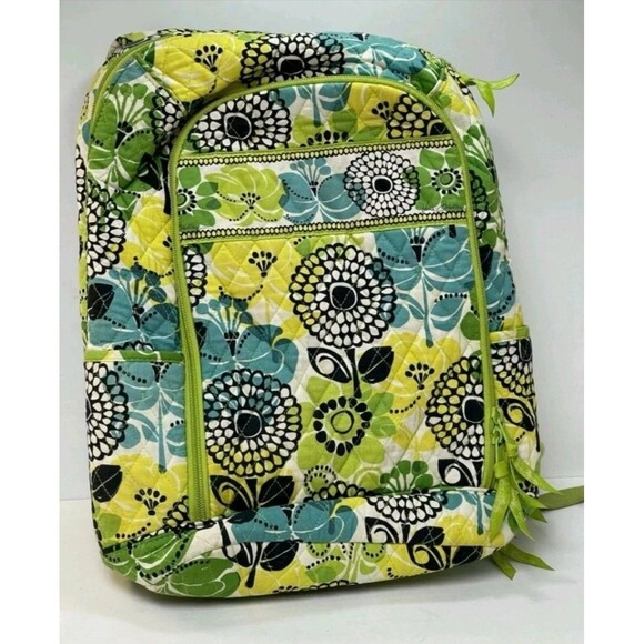 Rare VERA BRADLEY Limes Up Retired BACKPACK Green/Yellow Lg Laptop Bookbag HTF main image 5